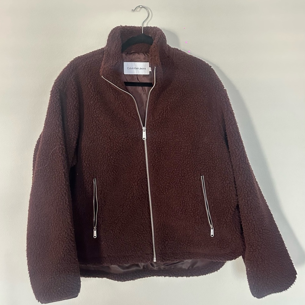 Calvin Klein Sherpa Rich Brown Jacket - Picture 2 of 5